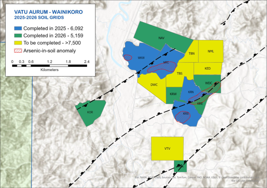 Figure 4: Wainikoro target areas with soil grids and As in soil